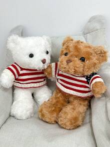 30CM Teddy Bear Plush Doll, Detachable Clothes, Children's Plush Doll, Baby Shower Decoration, Easter Gift, Brown, White, Perfect Birthday/Christmas Gift Large Doll, Teddy Bear Gift, Christmas Decoration, Home Decor And Birthday/Holiday Gift - Multicolor - View 5