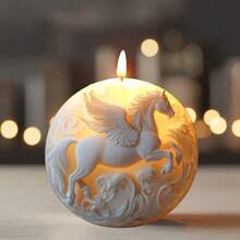 Steed Wings Flying Horse Spherical Candle Silicone Mold Flying Horse 3D Spherical Candle Silicone Mold Running Flying Horse Resin Gypsum Mold Decorative Gift Handicraft Mold - A-White - View 7