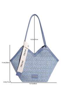 Dedoo Bolso de mano texturizado nuevo estilo europeo & americano versátil bolso de hombro de moda (Patrón de bufanda, estilo y color enviados al azar) - Azul - Ver 2