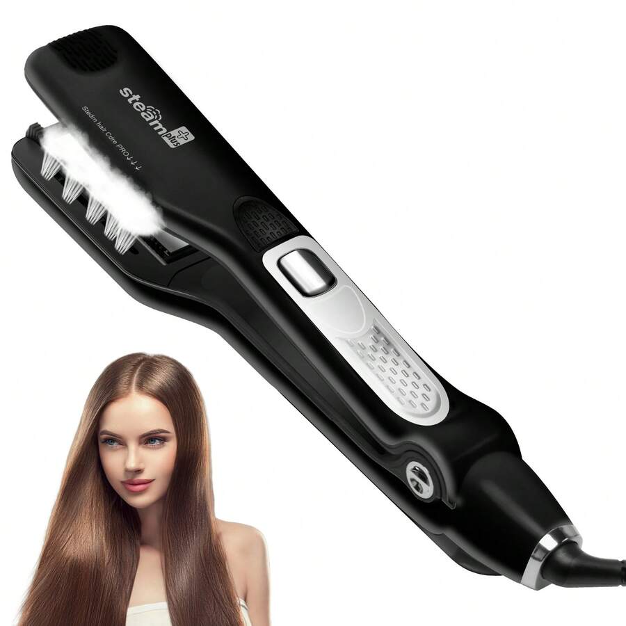 UKLISS Professional Nano-Titanium Ceramic Steam Hair Straightener, Wide Plate Non-Damaging Straight Hair Styler - EU C Type Plug(220-240V) - View 1