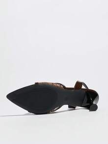 Sandalias de tacón alto para mujer de verano, estilo clásico de fiesta primavera/verano con patchwork de malla cruzada, slip-on, elegantes y maduras, color marrón café, tacón de copa, punta fina, cómodas y versátiles, zapatos de tacón bajo para discoteca, fiesta, cita, compras, regalo del Día de San Valentín, Día de la Madre y Día de la Mujer - Café integral - Ver 10