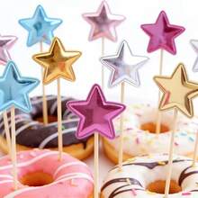 150pcs PU Heart-Shaped Cupcake Toppers, Colorful Cake Decorations, Crown And Star Cake Toppers, Suitable For Weddings, Parties, Birthdays, Baking, DIY Desserts, Fruits, Cakes - Multicolor - View 4