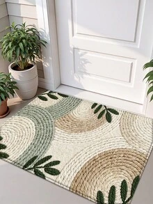 1pc Multi-Color 3D Leaf Print Rug, Suitable For Bathroom, Kitchen, Outdoor, Indoor, Hallway Runner, Bedroom, Living Room, Bedside Mat, Machine Washable Easy To Clean, Non-Slip Backing, Bedroom Decor Mat - Multicolor - View 2