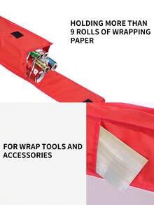 1pc Oxford Fabric Gift Packaging Storage Bag, Red Wrapping Paper Storage Bag With Handle, Easy To Carry Square Storage Box - All Red - View 5