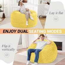 2-Leg Bean Bag Chair, Giant Bean Bag Chairs For Adults, Large Bean Bag Chairs With Memory Foam Filling, Large Bean Bag Chairs With Plush Cover - Gray - 黃色 - 查看 2