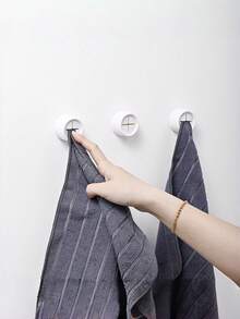 3/1pc Multi-Purpose Round Wall Mounted Towel Rack, No Drilling Suction Cup Kitchen Dishcloth Hook Tea Towel Holder, Space Saving Organizer For Bathroom Cabinet Garage Home, Versatile Storage Gift For Graduation Season - Multicolor - View 5