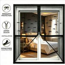 Zipper Window Mosquito Net, Self-Adhesive Hook And Loop Fine Mesh Insect And Fly Screen, Tool-Free Installation Customizable Cut-To-Size Window Screen, Durable Mosquito Netting, Suitable For Bedroom, Kitchen, Living Room, Home - A33 - View 4