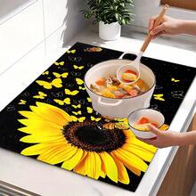1pc Autumn Sunflower Flat Stove Protector Mat, Rubber Non-Slip Heat-Resistant Kitchen Utensil Protector Pad, Suitable For Induction Cooktop, Glass Stove, Multi-Functional Anti-Scratch Mat, Also Can Be Used As Oven, Washing Machine And Dryer Mouse Pad As Well As Kitchen Decor. - Multicolor - View 8
