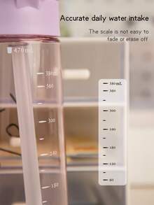 1件 470ML/560ML 可愛卡通吸管杯，兒童用簡單學生水壺，可鎖定防漏耐摔附手把，適合日常使用 - 簡約淡紫色 - 查看 7