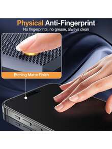 3pcs/Set Matte Anti-Peeping Tempered Glass Screen Protector, Anti-Peeping, Privacy Protection, Full Coverage, Anti-Fingerprint, Anti-Drop, Anti-Scratch, Privacy Protection, Delicate Touch, Suitable For 17 Pro Max/17 Pro/17 Air/17/16 Pro Max/16 Pro/16 Plus/16/15 Pro Max/14 Pro Max/13 Mini/12/11/XS Max/XR/8+/7 Plus Series - 3pcs Matte Privacy - View 4