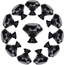 6/12 buah Tarikan Laci Logam Kristal Hitam - Gagang Pintu Kabinet Kaca dengan Sekrup (30mm, Hitam Semua) - 30mm - View 10