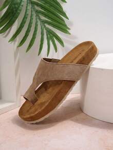 Women's All-Season Solid Color Closed-Toe Sandals, Lightweight Soft Sole, Versatile Comfortable Fashion Sandals For Women - Apricot - View 5
