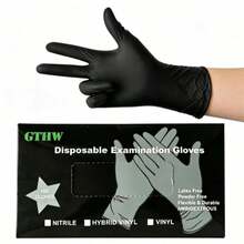 (100PCS Dispenser Box) Black Disposable PVC Gloves - Durable Waterproof, Powder-Free Latex-Free, Frosted Fingertips High Fit - Suitable For Kitchen, Cleaning, Tattoo, Pet Care, Hand Painting, Car And Household Multi-Functional Design Fashionable Cleaning Gloves - M-100PCS - View 10
