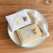 狗骨頭吊飾 INS 韓系簡約時尚女款三折錢包卡夾 學生大容量 - 彩色 - 查看 11