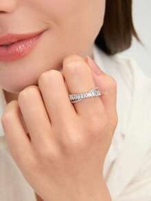 Ashenrae Cubic Zirconia Decor Manset Cincin Untuk Wanita Untuk Pesta Perjamuan Pernikahan - Perak - View 2