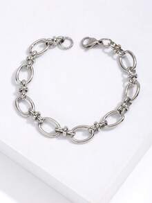 3pcs Minimalist Cold Style Gold-Plated Twisted Oval Thick Chain Silver Wrapped Chain Double Layer Black Round Zirconia Open Bangle Set Women's Daily Commute Street Wear Accessories - Multicolor - View 11