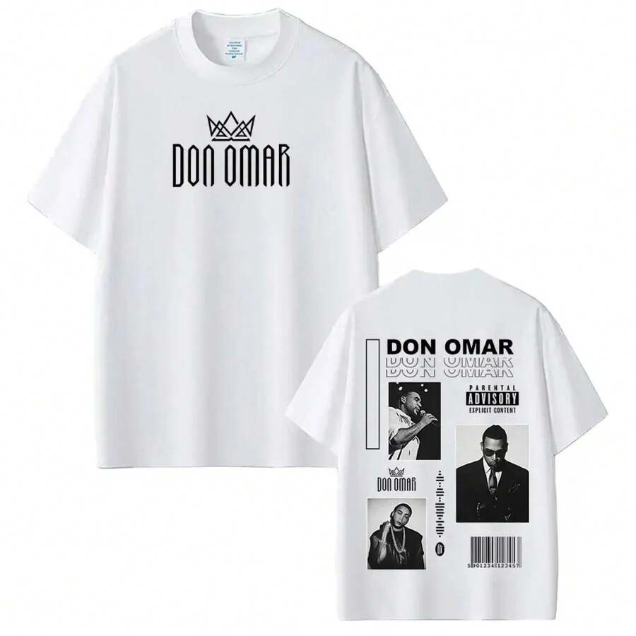 Rapper Don Omar Album Muster T-Shirts für Damen und Herren, Gothic Punk Mode, kurzärmelig, locker, lässig, aus Baumwolle, Hip-Hop T-Shirts - CMTpxyy1038 - Übersicht 1