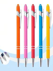 37pcs Set/ (7 Pens + 30 Refills) Rainbow Color Click Ballpoint Pens, With Touchscreen Rubber Tip, Dual Function Writing And Touchscreen, Convenient To Use, Suitable For Various Occasions - 37pcs Set - View 2