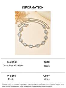 1pc Minimalist Bohemian Style Rhinestone Decor Pendant High-End Design Waist Chain, Suitable For Wedding, Banquet, Party, Gift For Friends And Lovers - White - View 7