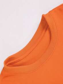 Top in cotone arancione personalizzato da donna, vestibilità ampia, per l'estate 2026, con stampa di lettere sul retro, stile minimalista da vacanza - Arancione - Visualizzare 8