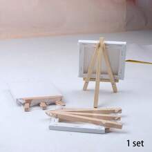 3/1sets Canvas And Easel Combination Set, Mini Artist Canvas Panel Easel Set, Suitable For Painting, DIY Projects And Handmade Gifts, Desktop Wooden Easel With Oil Painting Frame Canvas, Children's Painting 10*10 Mini Small Frame Small Painting Board Set - A - View 10