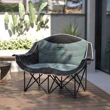 Outsunny Double Camping Chair, Portable Camp Chair With Cup Holder, Wine Glass Holder And Carry Bag, Padded Folding Loveseat For Hiking, Picnic, Beach, Support 551 Lbs, Black - 黑色 - 查看 9