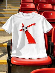 Camiseta de fútbol para hombre con estampado gráfico. Tejido de calidad, corte holgado y cómodo. Estilo urbano hip-hop con dise?o gráfico. - Blanco - Ver 2