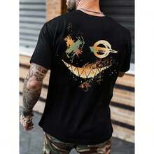 Men's Crew Neck Printed T-Shirt, Regular Fit, Summer Clothes, Casual Short Sleeve Summer T-Shirt, Everyday Wear T-Shirt, Casual Streetwear - 白色 - 查看 2