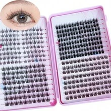 400 racimos de pestañas postizas de gran capacidad de estilo mixto, libro de pestañas de 32 filas de estilo cómic grueso y natural segmentado para perezosos, fácil de usar, creando un look de maquillaje natural y dulce - Ver 3
