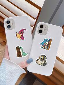 53 Pcs Cute Reading Dinosaur Stickers, Cartoon Book Lover Dino Vinyl Decals, Waterproof Stickers For Journal, Water Bottle, Laptop, Phone Case, Luggage, Scrapbooking, Planner & Students Reading DIY Crafts, School Supplies, Room Decor - Multicolor - View 6