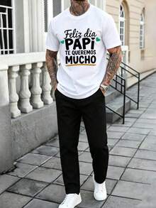 Summer 2026UCJPT Men's Casual Hip Hop Tracksuit, Printed T-Shirt, Long Urban Aesthetic Cargo Pants, Loose Fit, Breathable And Comfortable. Ships From Mexico. - 白色 - 查看 1