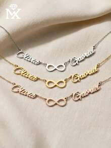Personalized Custom Name Necklace, Couple Name Necklace With Infinity Symbol, Gift For Wife, Double Name Necklace, Mother Child Jewelry, Anniversary Gift - Multicolor - View 3