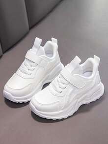 1 Pair Soft Sole Non-Slip Fashion Versatile Outdoor Hook And Loop Casual Sports Shoes For Boys And Girls, Suitable For Spring And Autumn - White - View 16