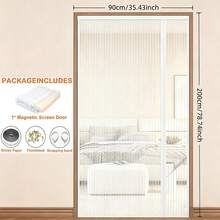 Magnetic Screen Door, Side-Opening Double-Sided Installation Magnetic Mosquito Net Door, Mosquito-Proof Door Curtain, Polyester Fiber Mesh, High-Density Breathable Screen, Balcony Patio Fly And Insect-Proof Door Curtain, With Installation Accessories - White - White - View 16