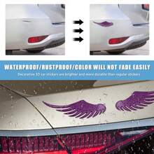 2PCS Angel Wings Car Stickers, 3D Alloy Metal Angel Hawk Eagle Wings Emblem Badge Decal, Anti-Collision Auto Body Logo Sticker, Universal Vehicle Exterior Decor Accessories - Purple - View 5