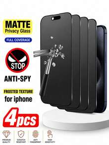 CASECOPS 4 piezas Protector de pantalla de vidrio templado esmerilado con privacidad de cobertura completa, con protección de borde de privacidad mejorada, resistente a caídas, resistente a arañazos, fácil de instalar, sin burbujas. Compatible con iPhone 17 Pro Max/17 Air/16 Pro Max/16 Plus/15 Pro/15/14/13/12/11, utilizando material de vidrio templado - 4 piezas - Ver 8