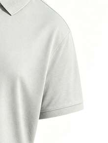 Men's Plus Size Solid Color Short Sleeved Polo Shirt, Button Up Half Open Top, Soft And Breathable Loose Casual Business Golf T-Shirt - Light Grey - View 5