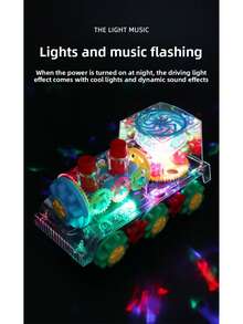 1 pieza Tren eléctrico omnidireccional transparente para niños unisex, luces de colores, música, simulación de engranajes - Color de accesorio aleatorio, niños y niñas, regalo de cumpleaños, Navidad - Ver 8