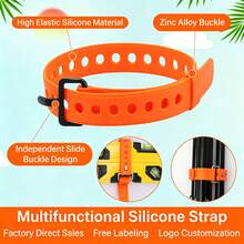 Practical Adjustable Durable Buckle Strong Tie, Rubber Multi-Function Quick Release Luggage Cargo Fastener Storage Ring Rope Tension Strap, Suitable For Camping Yoga Mat Hose Bicycle Hose, Orange - Multicolor - View 5
