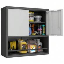 Tall 2-Door Metal Storage Cabinet With Adjustable Shelves, Steel Kitchen Cabinet For Kitchen, Living Room, Dining Room And Office - 黑色 - 查看 7