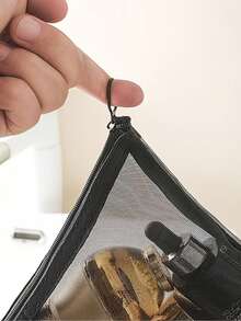 4 piezas Bolsa de maquillaje de malla transparente/Bolsa de aseo portátil de gran capacidad/Diseño hueco - Ver 4