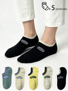 5 Pairs Of Women's Cotton Invisible Socks, Spring And Summer Socks, Breathable, Suitable For Various Festivals, Leisure And Daily Wear, Random Colors - Multicolor - View 5