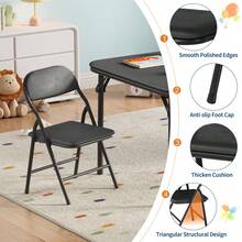 Collapsible Kids Table And Chairs Set – Space-Saving Children's Furniture – Durable Metal Frame – Easy Storage – Ideal For Dining, Learning, Play, Daycare, Study Room - Black - View 7