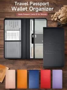 Multifunctional PU Passport Holder Document Organizer, Multiple Card Slots For Tickets And Bank Cards, Portable Passport Cover For Travel - A - View 2
