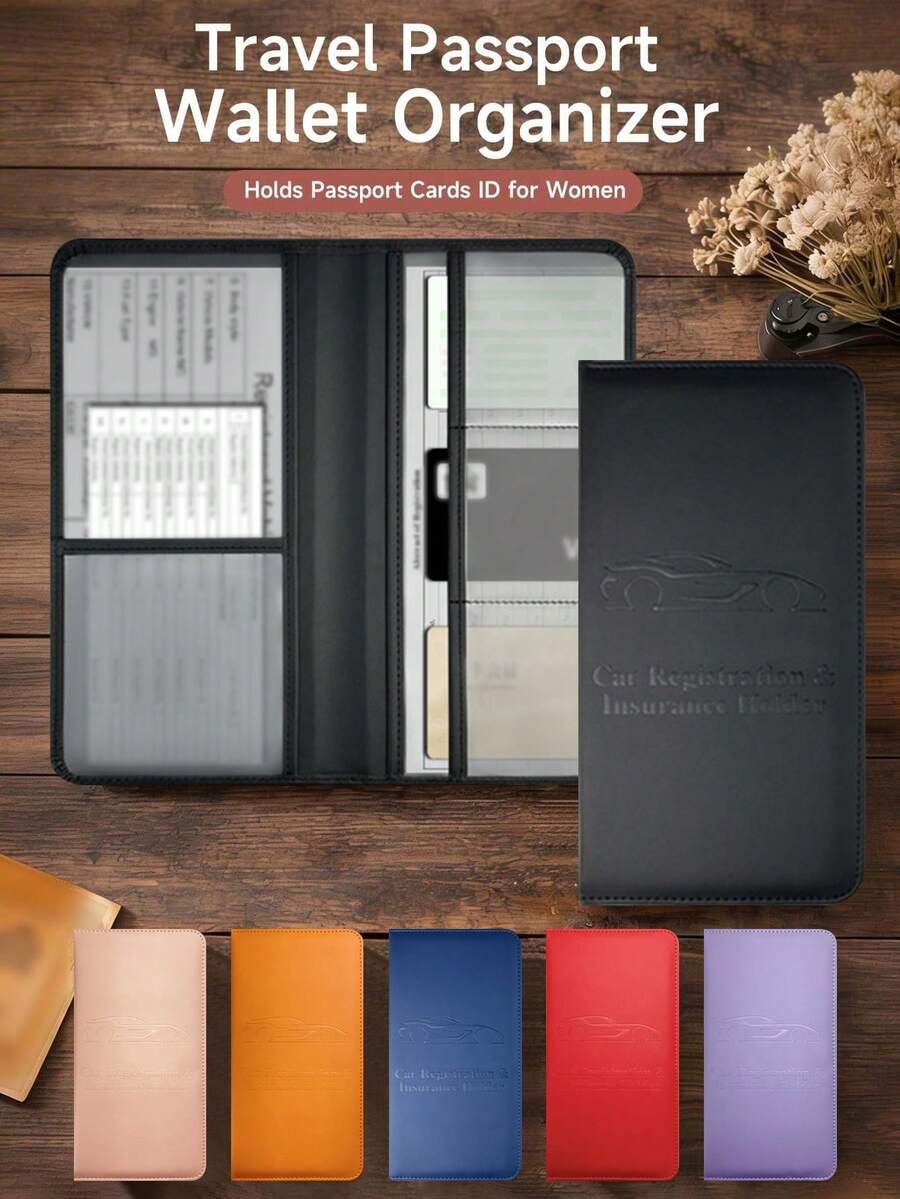 Multifunctional PU Passport Holder Document Organizer, Multiple Card Slots For Tickets And Bank Cards, Portable Passport Cover For Travel