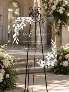 1PC Customizable Photo & Text Acrylic Wedding Welcome Sign, Exclusive Personalized Happy Forever Decorative Plaque, Suitable For Wedding Venue Decor, Wedding Decoration, Wedding Welcome Sign, Customized Wedding Crafts - Multicolor - View 6