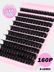 MAANGE 140 Clusters 160P Fluffy False Eyelashes, 8-16mm, Large Capacity, Anime-Style Lightweight Cluster False Eyelashes, Mixed Length, Cluster Eyelash Extensions, Thick And Voluminous Single False Eyelashes, Suitable For Home Use, Creating Thick, Fluffy And Natural Makeup, DIY Home Makeup, Large Capacity Single Eyelash Book, False Eyelashes, Eyelash Clusters, Eyelashes, Fluffy Eyelashes - Black - View 8