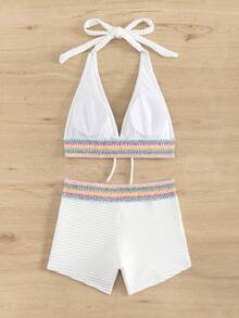 Swim Vcay Halter Bikini Swimsuit With  Trim - Mint Green - View 4