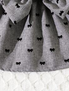 Sweet Style Pet Dress, Flocked Bowknot Black & Grey 2 In 1 Design, Small Dog & Cat Outdoor Outfit - Black - View 8