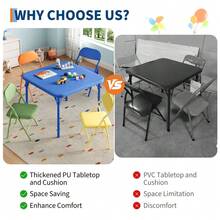Collapsible Kids Table And Chairs Set – Space-Saving Children's Furniture – Durable Metal Frame – Easy Storage – Ideal For Dining, Learning, Play, Daycare, Study Room - Multicolor 2 - View 3